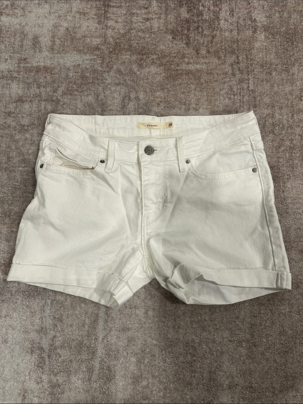 Levis White Women's Denim Roll-Cuff Shorts